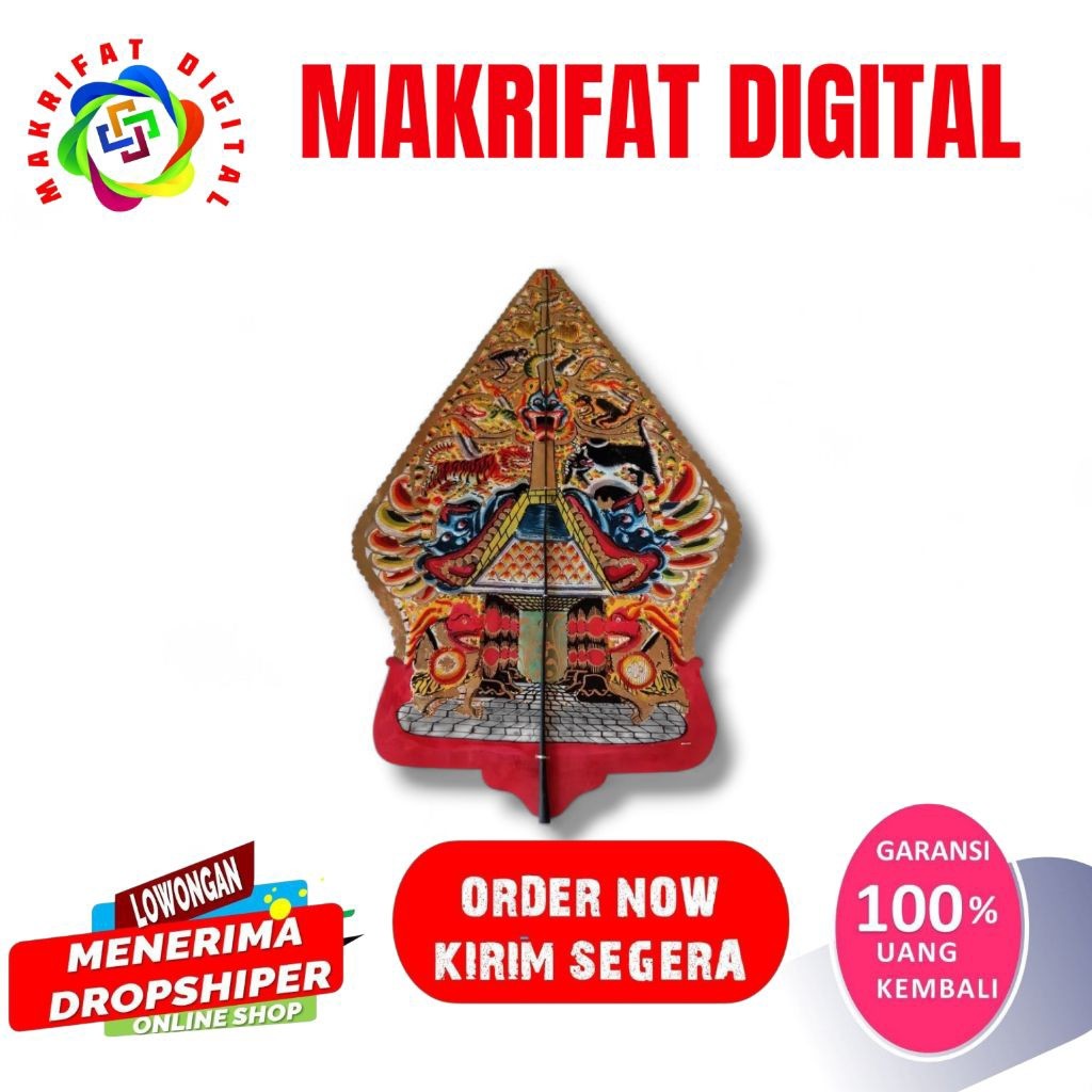 MAKRIFAT DIGITAL Gunungan Kayon Jumbo Prodo Emas Wayang Kulit Kerbau Asli 80cm Standar Dalang