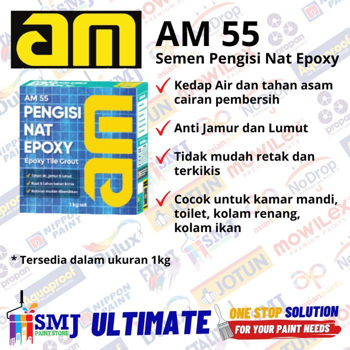 Semen Pengisi Nat Keramik Bak Kolam AM 55 EPOXY TILE GROUT RESIN 1kg - Putih