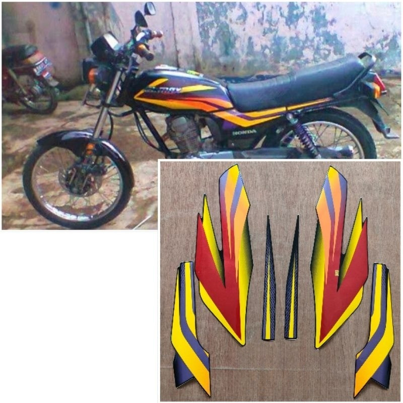 Striping Original Honda GL Max hitam Lis merah kuning tahun 2003
