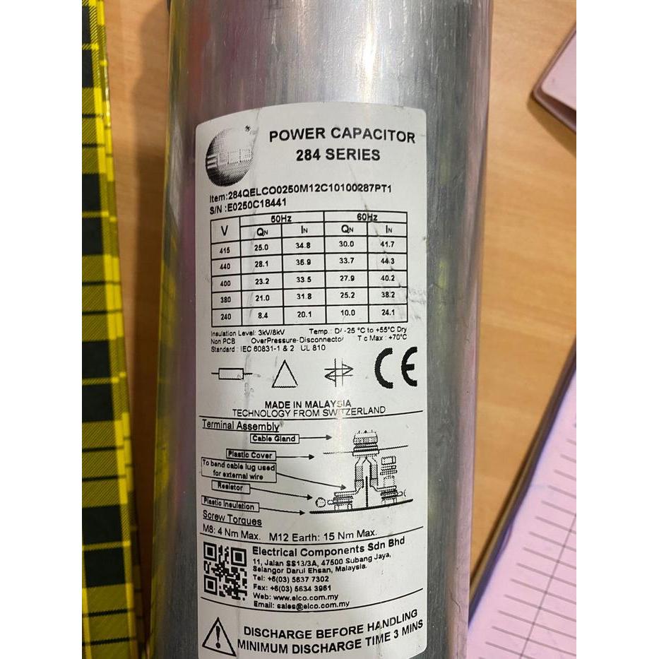 CAPACITOR/CAPASITOR/KAPASITOR 25KVAR/25 Kvar 3P 415V MEREK ELCO