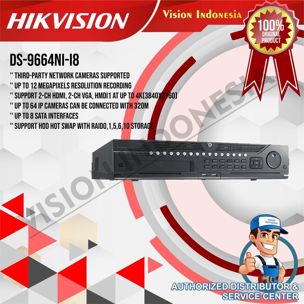 HIKVISION SMART NVR 64 CHANNEL 8 SLOT HDD - DS-9664NI-I8