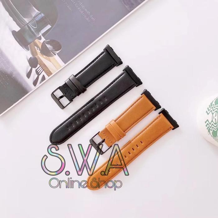 Oppo Watch 41mm 46mm Strap Leather Kulit Asli Watch Band Connector Acc - Coklat Terang, 46mm
