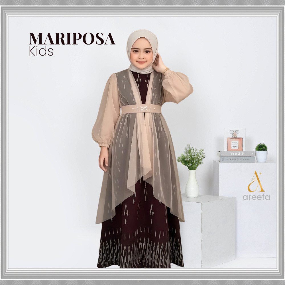 Original Areefa - MARIPOSA Dress Gamis Kids Anak Perempuan Tenun Etnik Kombinasi Tile Premium Bayi B
