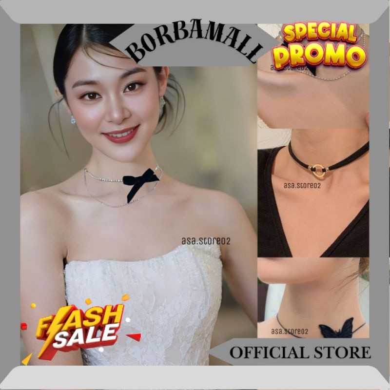 Kalung Choker Wanita Hitam JM