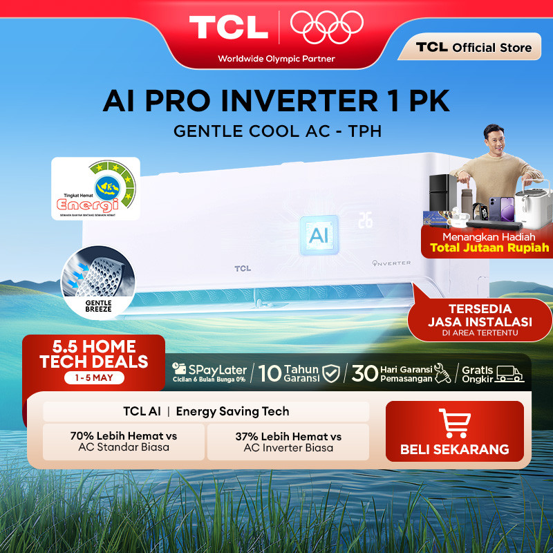 TCL AC Inverter 1 PK - Gentle Breeze - Healthy Filter - Hemat Listrik - Anti Bising - Cepat Dingin -
