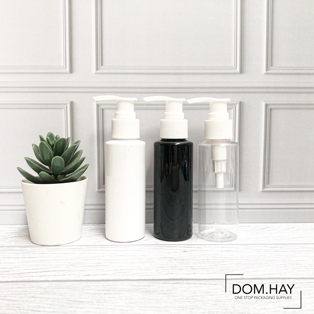 Botol Plastik Pump Putih 100ml RF Dish Soap Sabun Body Hand Wash Shampoo Gel Oil Minyak Kemasan Plas