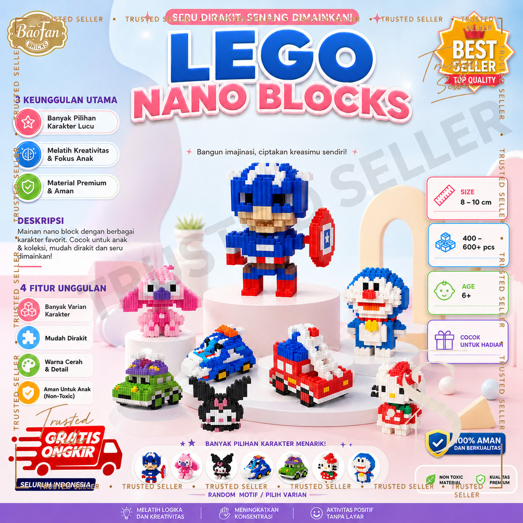 F50F ALGAN LEGO KARAKTER KARTUN NANO BLOCK 3D MODEL SUPER HIRO DIY MARVEL BRICKS KONSTRUKSI
