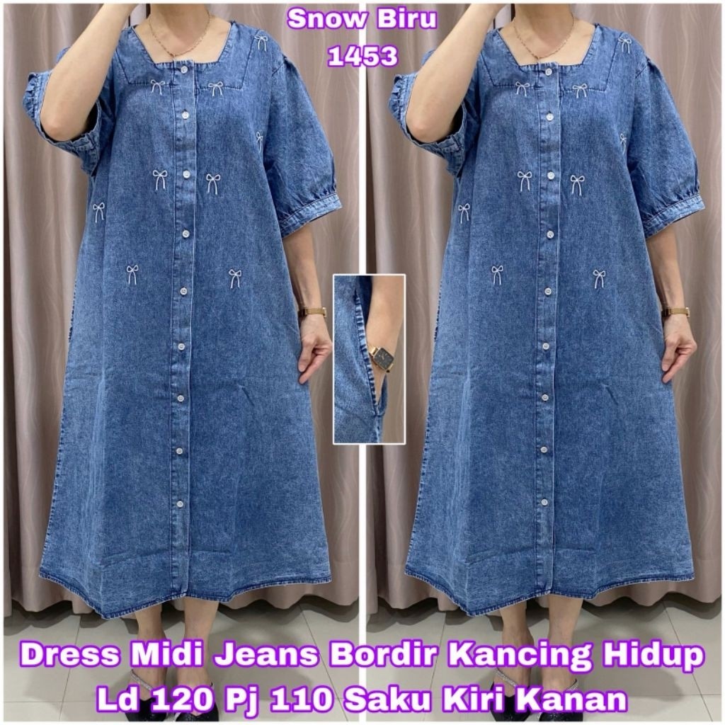 JUANXSHOP DRESS JEANS JUMBO LENGAN PANJANG DAN PENDEK