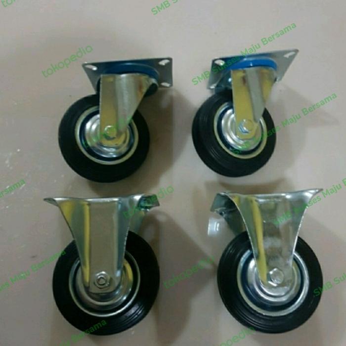 Roda Karet Troli 4 inch 1 set