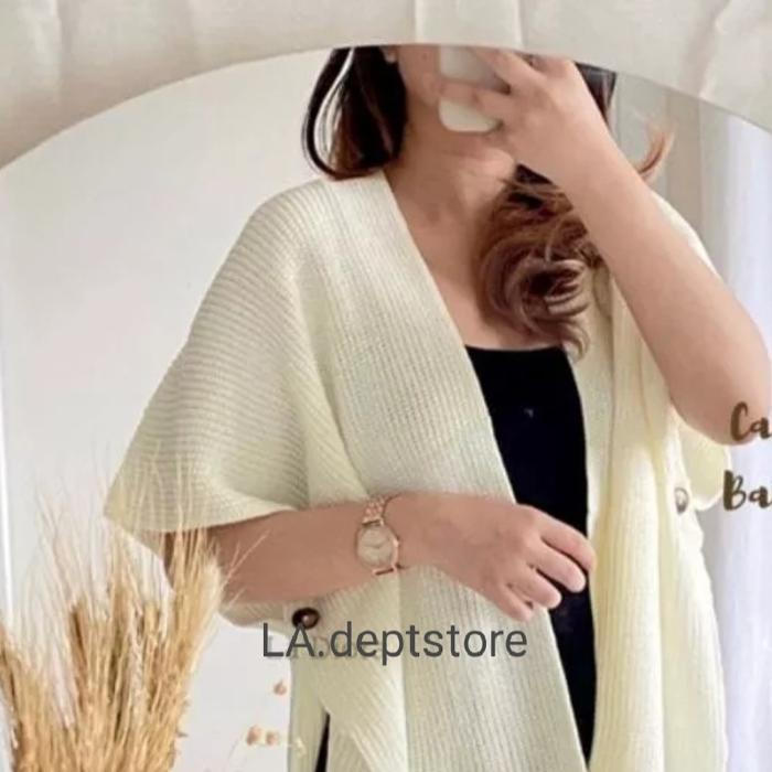 Cardigan oversize rajut premium Outer Atasan Wanita Top Knitwear Tebal - Broken white