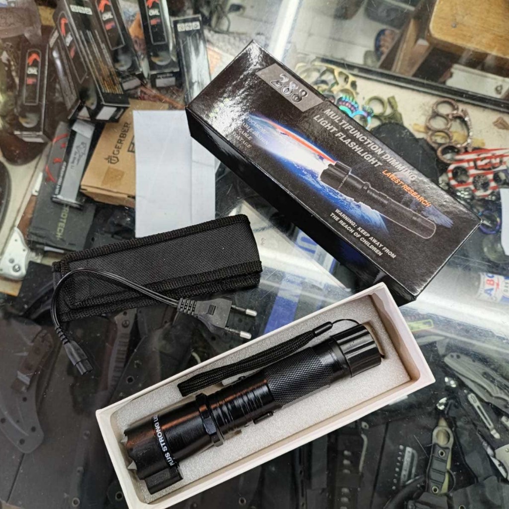 Senter Stun Gun 288 Multifungsi Laser Merah Alat Keamanan Bela Diri Outdoor