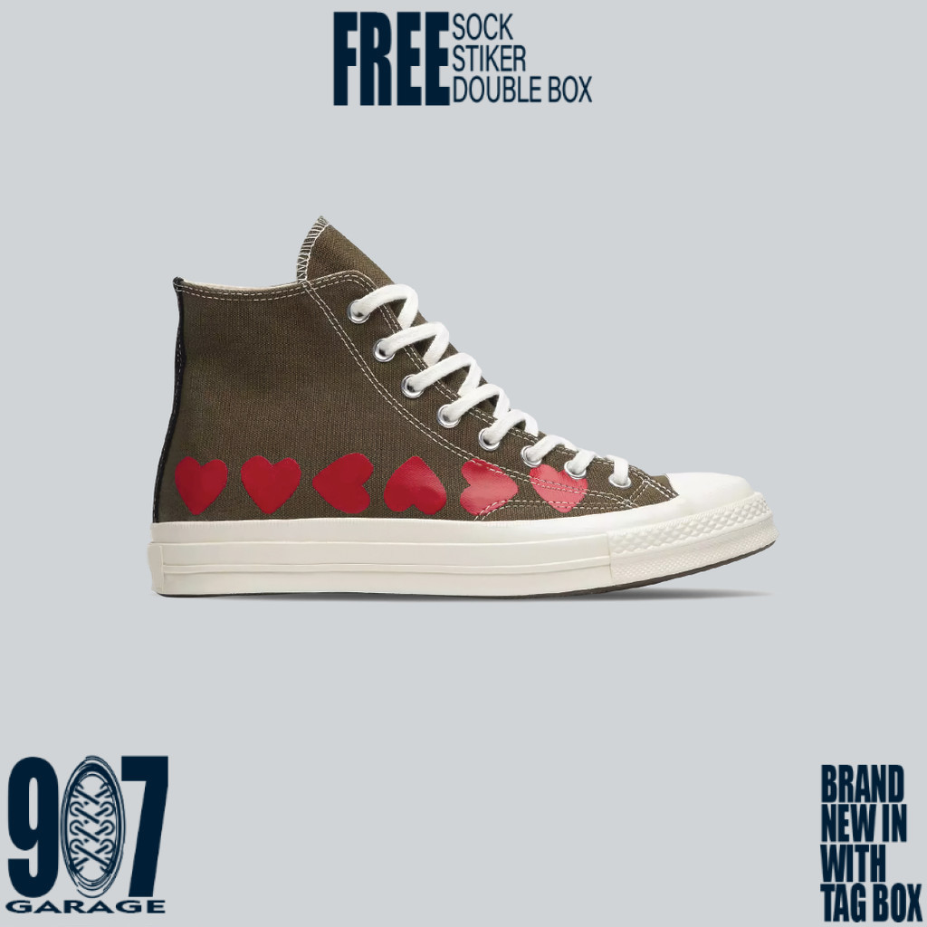 Converse Cdg High Multi Heart Olive