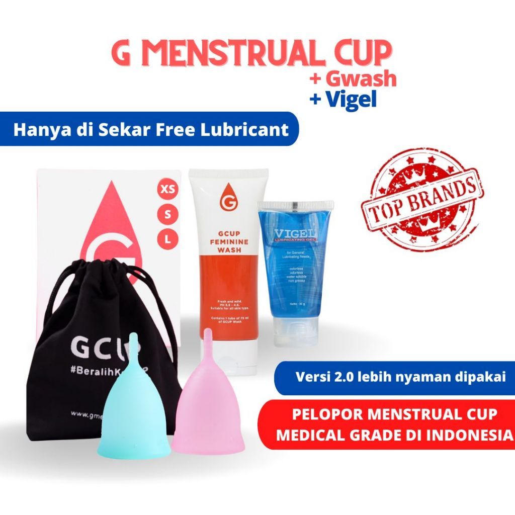 GCUP Girls Menstrual Cup + Feminine Wash + Vigel PAKET HEMAT FREE LUBRICANT 5 ML