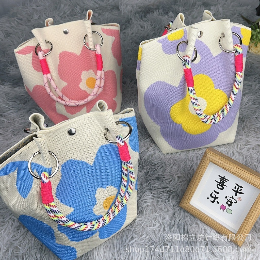 GRATIS 1 POUCH Knitted Tote Bag Premium Tas Rajut Wanita Bag Bangkok Korean Style Hand Bag Kekinian