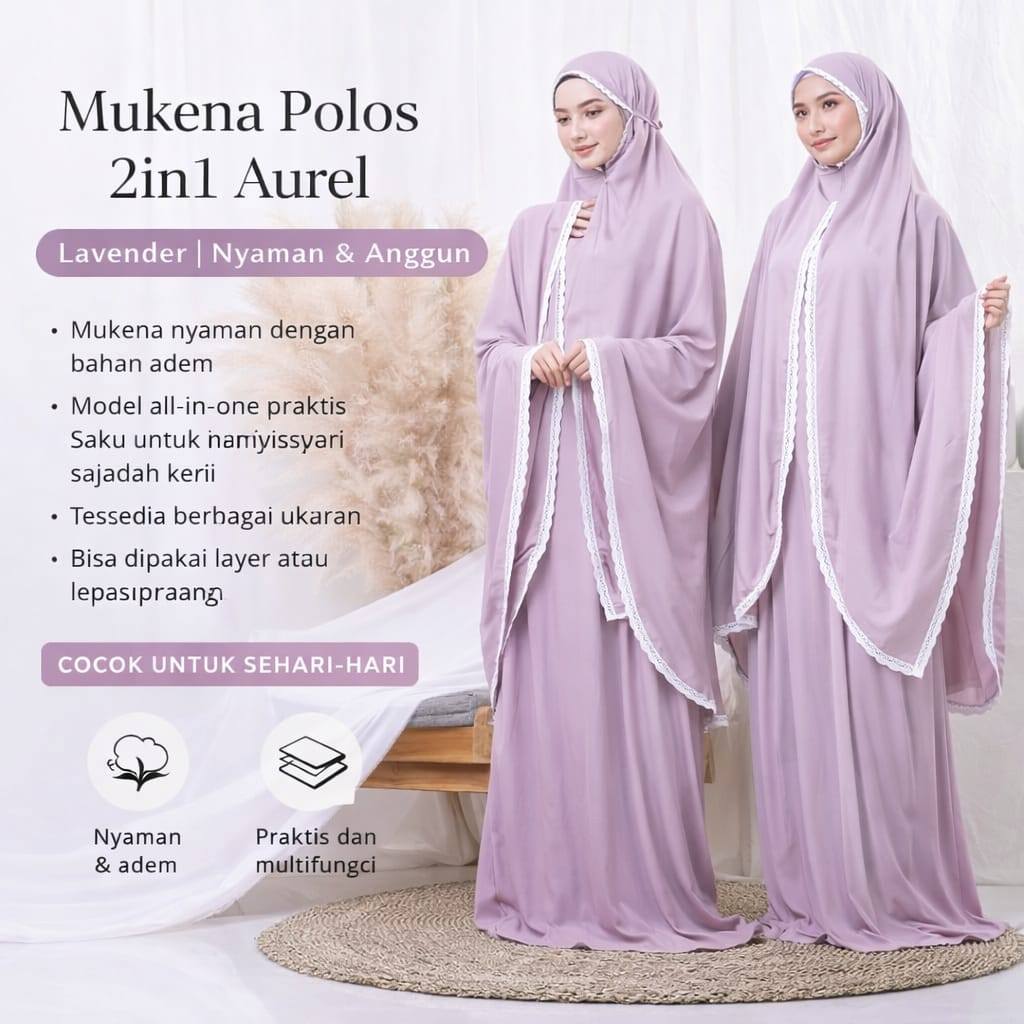 Mukena Dewasa Jumbo Mukenah Lebaran Daily Polos 2in1 Rayon Jumbo Motif Aurell Terbaru By Kiran Musli