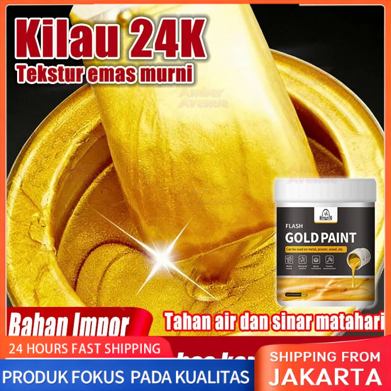 99.99%Tekstur Emas Murni Cat Emas Gold FREE Kuas Emas Cat Daun Emas Cat Emas Cat Emas Gold Cat Gold 