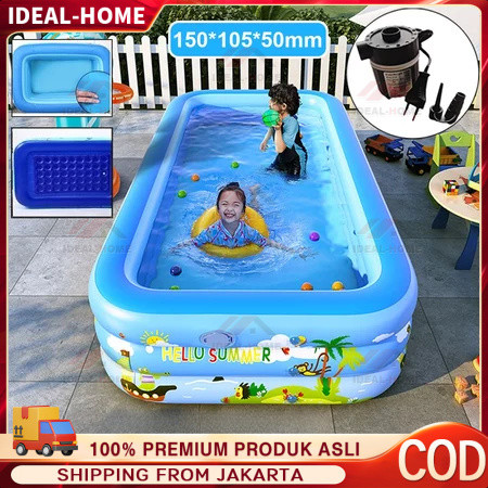 Idealhome 1.2-1.5M Kolam Renang Anak Jumbo 3Rings Kolam Renang Keluarga Tiup Besar Family Inflatable