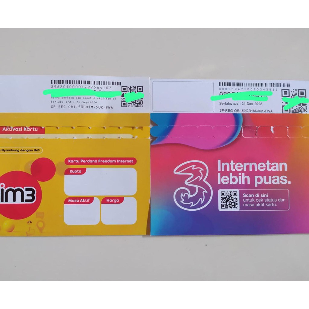 Kartu Perdana Hifi Air Indosat & Tri Sim Card