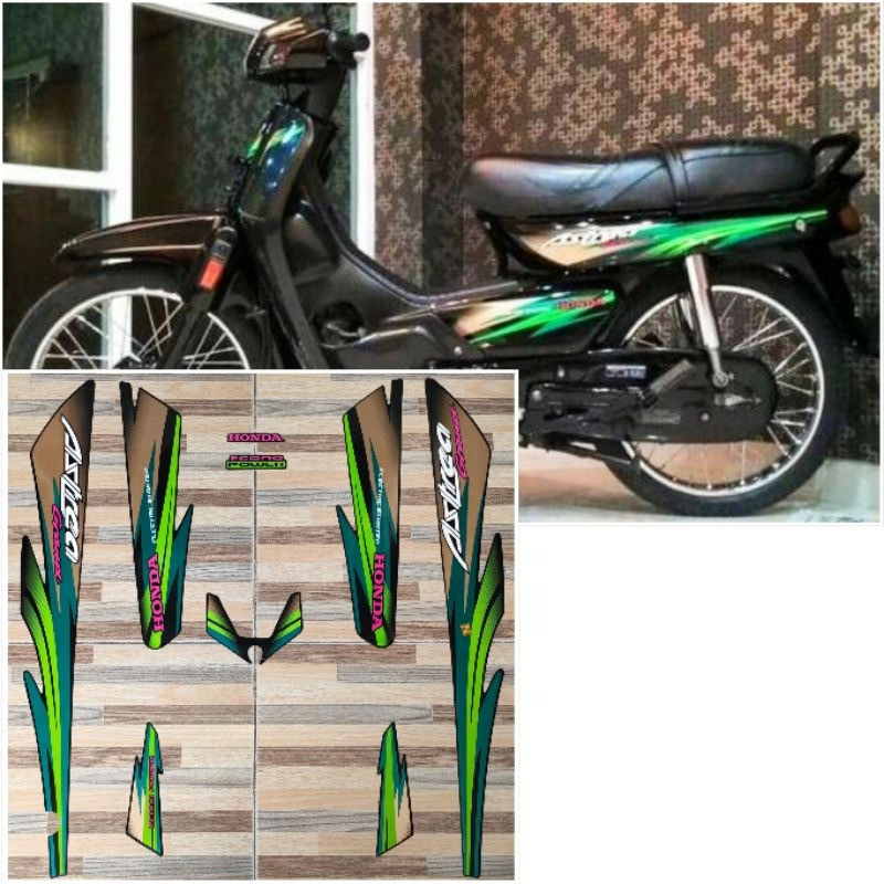 striping original Honda Astrea Grand hitam hijau tahun 1997