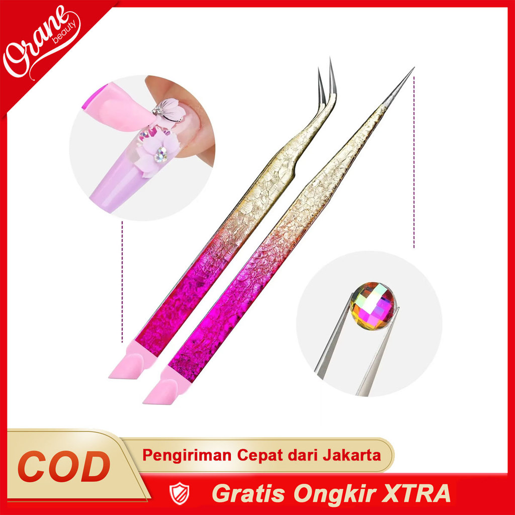 Oranebeauty 1pcs Curved Tweezers / Straight Tweezers / Sticker Tweezers / Macaron Sticker Tweezers /