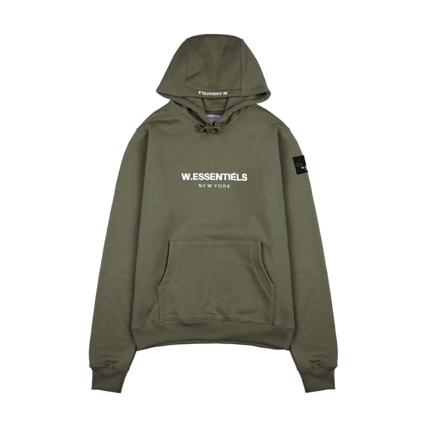 W Essentiels Hoodie Oversize Mid Logo Olive - 100% ORIGINAL