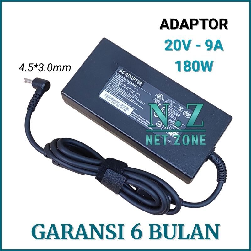 Adaptor Charger MSI 20V - 9A 180W DC 4.5*3.0mm A20-180P1A ADP-180TBH A17-180P4B -NETONE