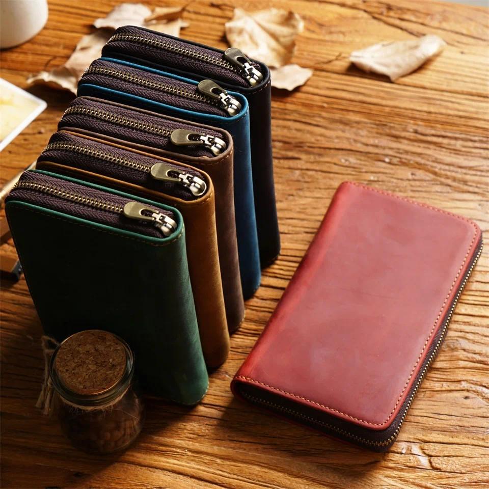 Zipper Pencil Case 6 Colors Genuine Leather Pens Bag School Office Stationery Boys Girls Desk Access