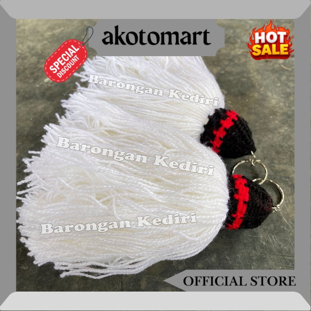 Barongan Kediri Aksesoris Gondel Barongan Warna Putih Premium Rajut Caplokan Bahan Tebal YW