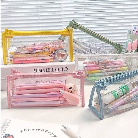 CN Kotak Pensil Bening / Dompet Kapasitas Besar Multifungsi / Bening / Transparan S-PC003