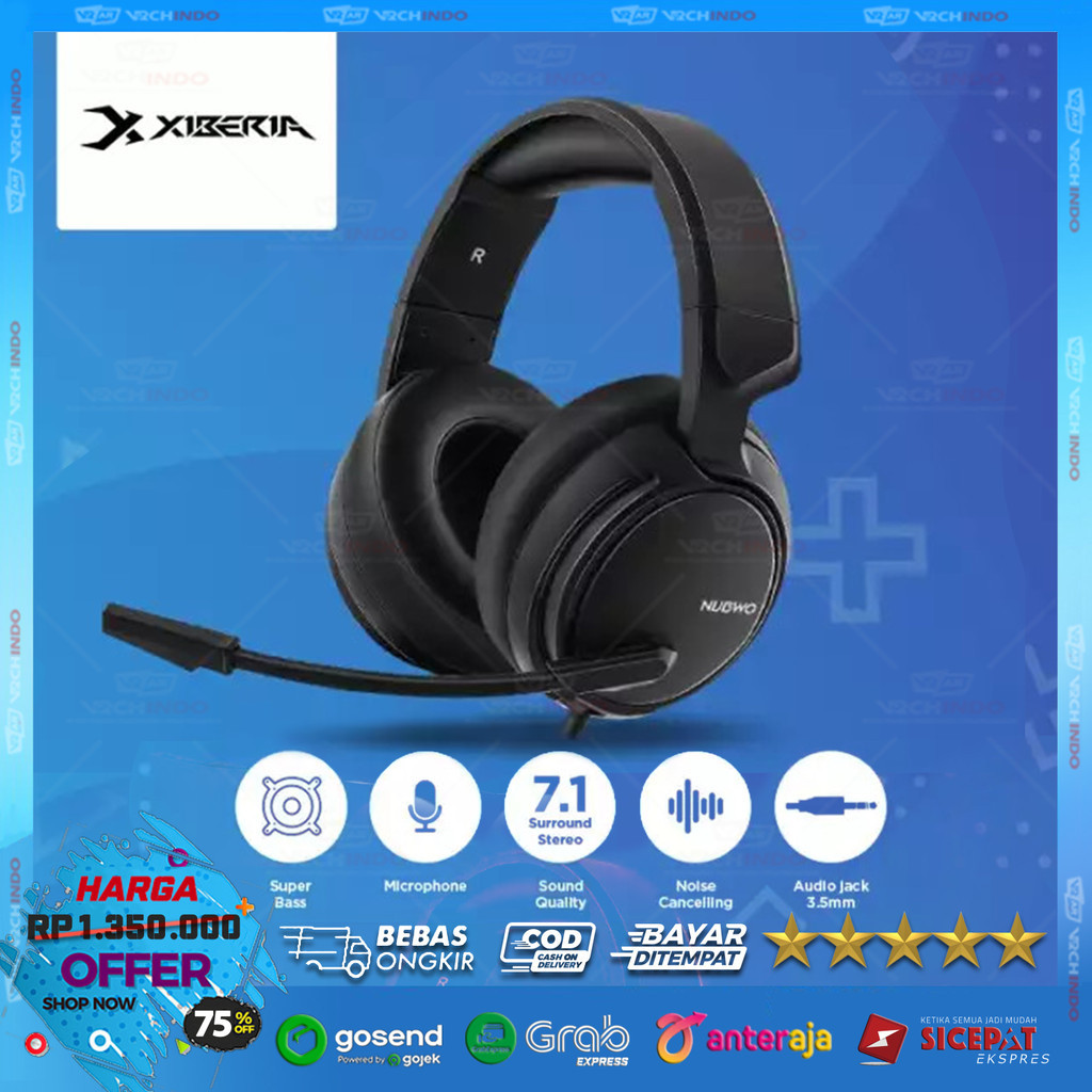 Headset Gaming Nubwo N12 Xiberia 7.1 Mic Stereo Bass Multimedia – Normal Fungsi – Cacat Fisik – Mura
