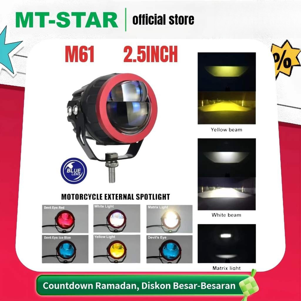 MT STAR  M61 Lampu Tembak Biled Led Blue Lens - 2.5INC