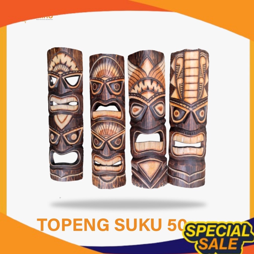 Dekorasi Dinding Topeng Suku Tiki 50 cm - Topeng Suku Etnik - Topeng Suku Asmat - Dekorasi Dinding -