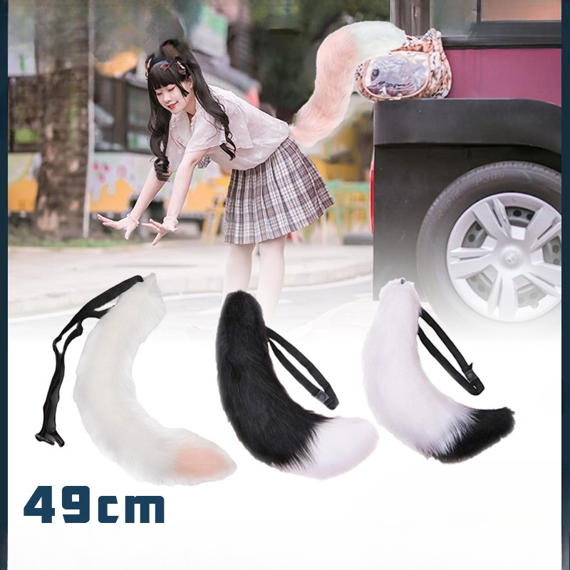 Ekor Rubah Fox Tail Cosplay Kostum Lolita Faux Fur Bulu Buatan Aksesoris Pesta Halus Berbagai Warna