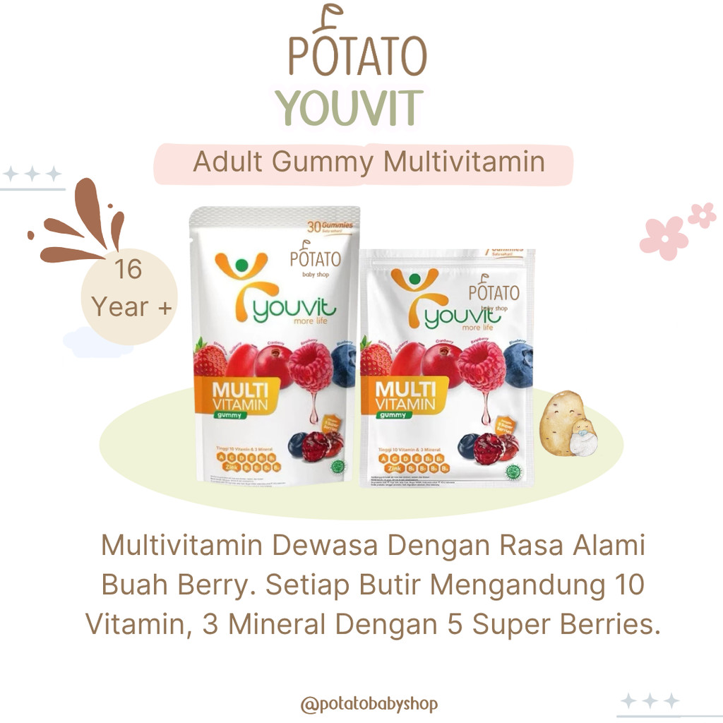 Youvit Adult Gummy Multivitamin 7/30 Gummies/Multivitamin Gummy Dewasa untuk Imunitas Youvit
