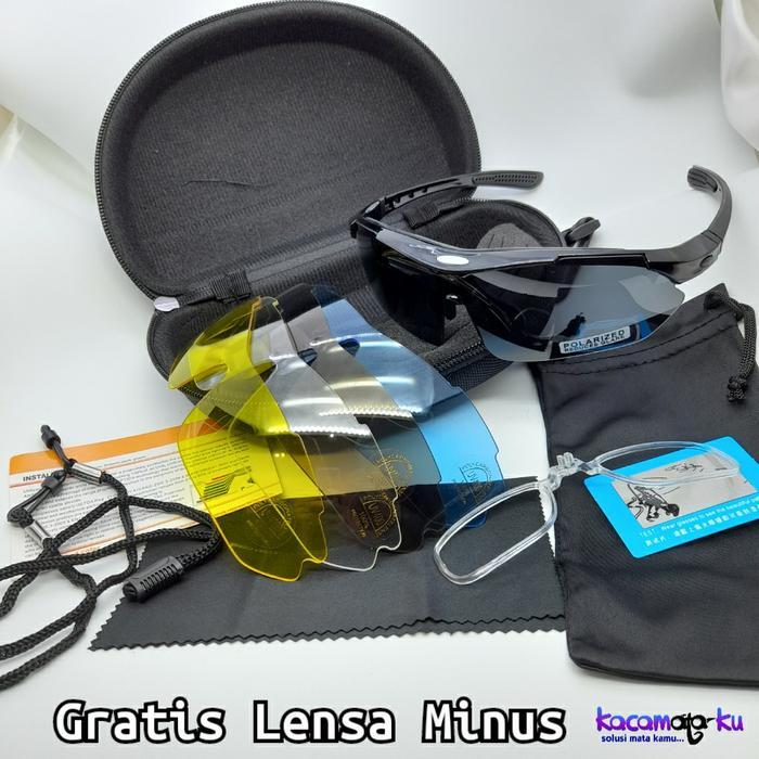Kacamata Gowes Sepeda Sporty Lensa Minus Polarized Gratis Lensa Minus - Mata Normal