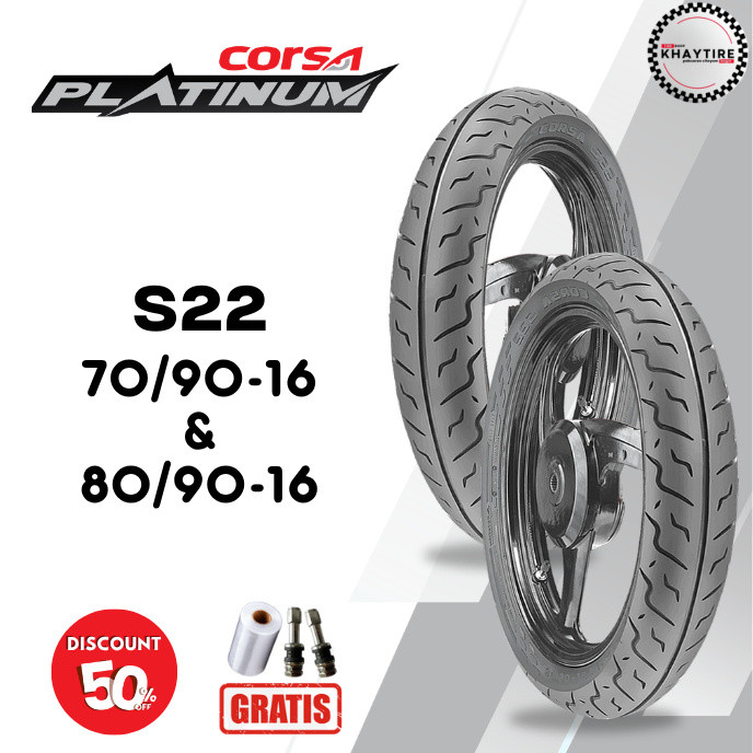 SEPASANG Ban Motor CORSA S22 70/90 & 80/90 RING 16 Tubeless