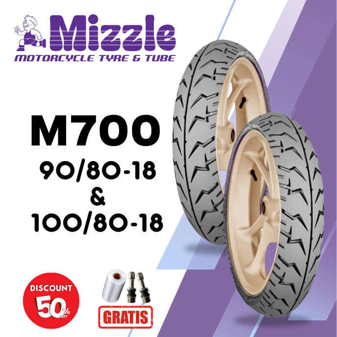 SEPASANG Ban Motor MIZZLE M700 90/80 & 100/80 RING 18 Tubeless