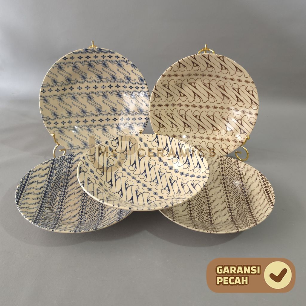 HOKITA Piring Makan Keramik  Bermotif Batik Piring Keramik Cantik Bermotif Estetik