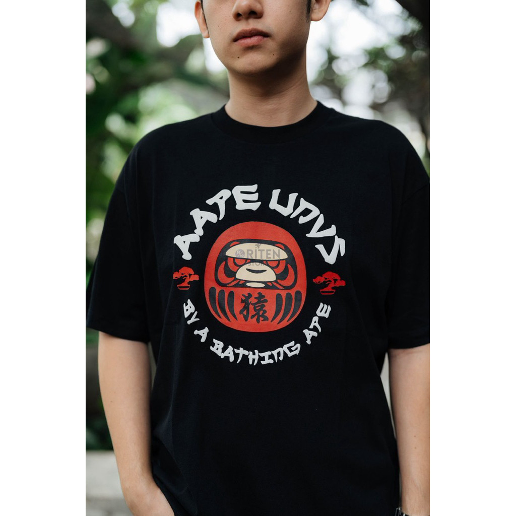 HOT AAPE Daruma Logo Tee Black Original / Baju Kaos Aape Authentic