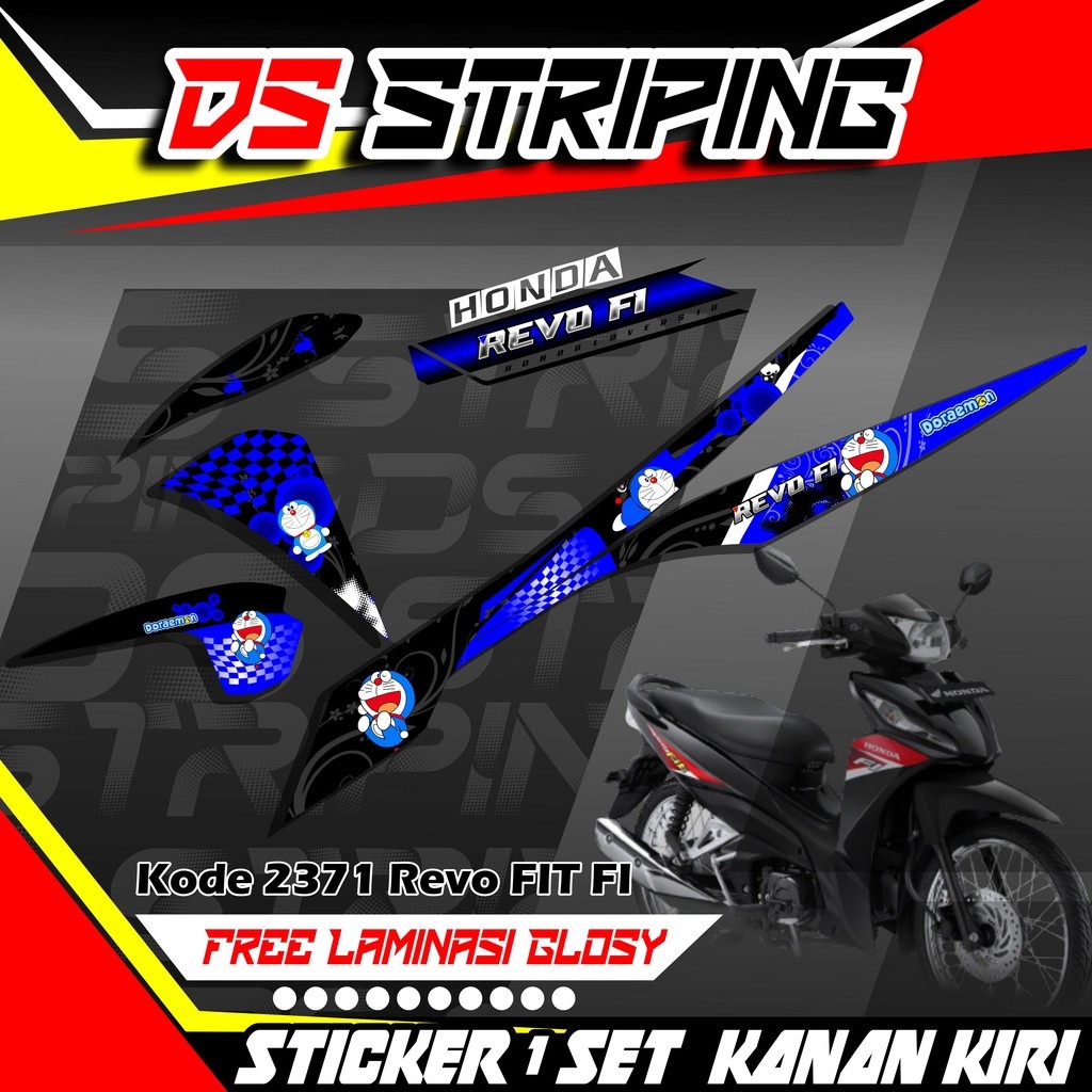 Sticker Striping Motor Honda Revo Fit Fi Motif Lucu Doraemon