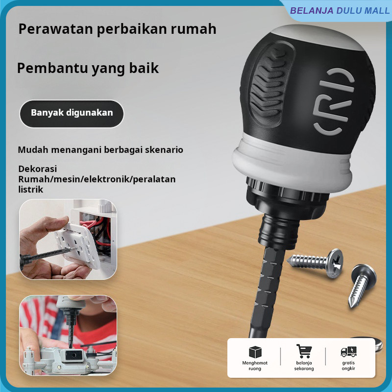 13-in-1 Set obeng ratchet tanpa usaha, set obeng dua ujung, obeng multifungsi, stopkontak, obeng mul