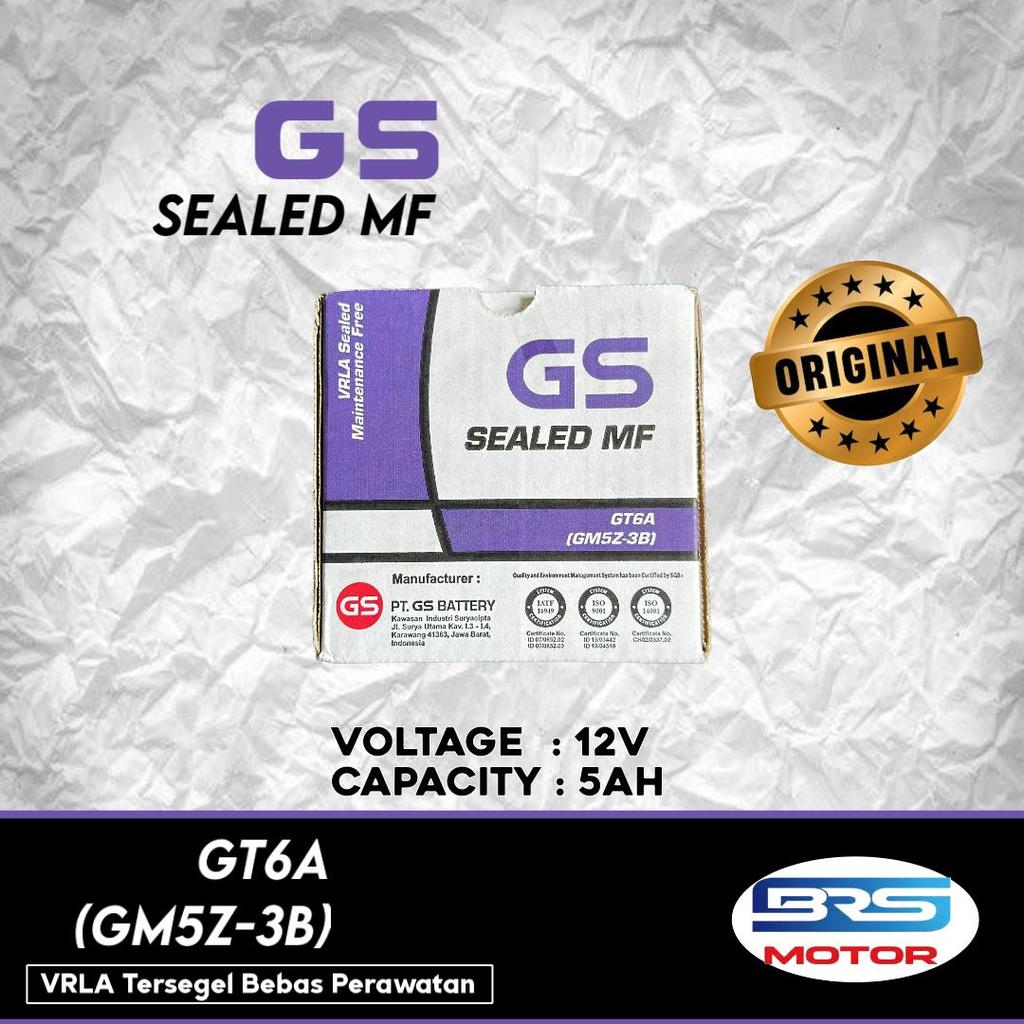 Aki GS GT6A GM5Z-3B 12V 5Ah Sealed MF Original - Aki Motor Kering Bebas Perawatan untuk Motorcycle