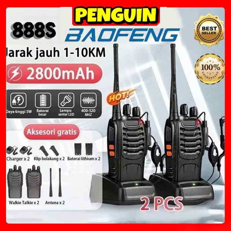 (rosamond17) HT Walkie Talkie Baofeng 888S 2800mAh Jarak Jauh 10KM Handy Talky 2PCS BF 888S Radio 4 