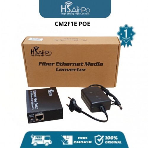 HSAIRPO CM2F1E POE MEDIA CONVERTER 2 FIBER 1 ETHERNET 10/100 SC