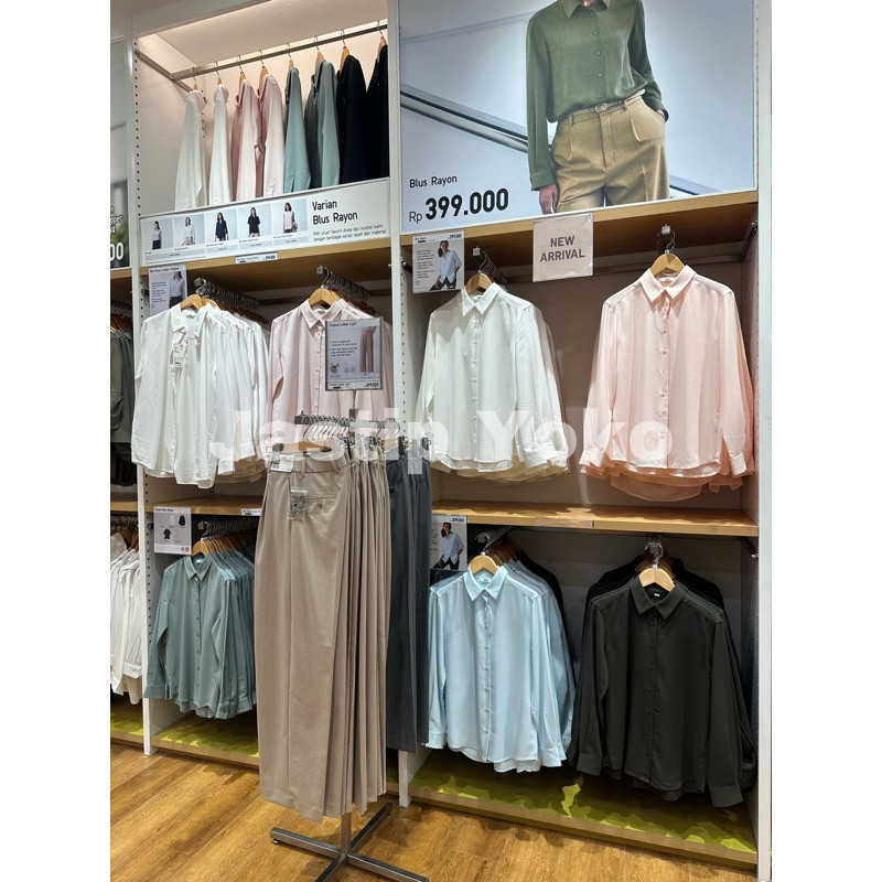 WOMEN Blus Rayon Lengan Panjang UNIQLO