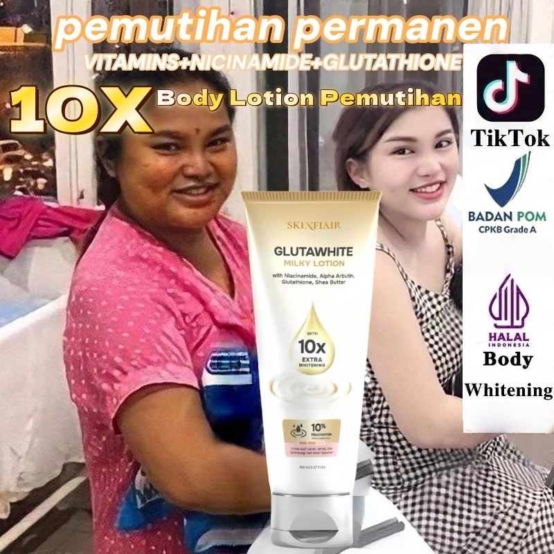 Glutawhite Milky Lotion Booster Tone Up 150 mL 10X Extra Whitening Body lotion Skinvu Whitening Body