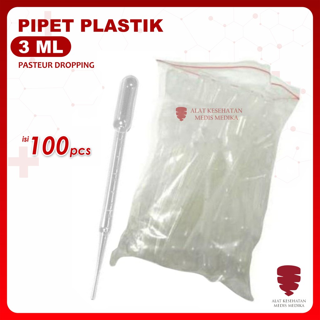 Pipet Tetes Plastik 3 ml cc 100 pcs Pasteur Dropping Drop Liquid AS005