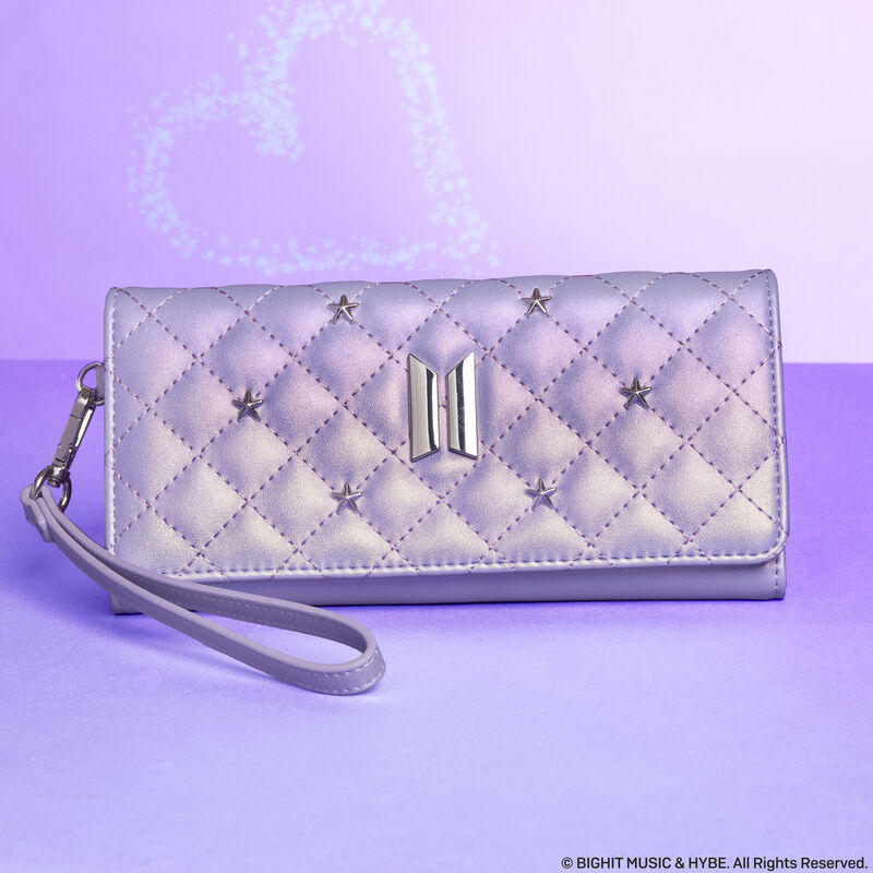 Loungefly Big Hit Entertainment BTS Logo Iridescent Purple Flap Wallet