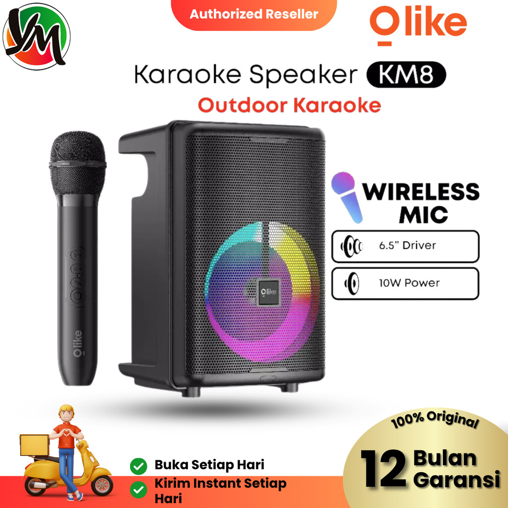 Speaker OLIKE + MIC KM8 Speaker Karaoke 10W Subwoofer 6.5 Inch Driver With Karaoke MIC MIcrofone Wir