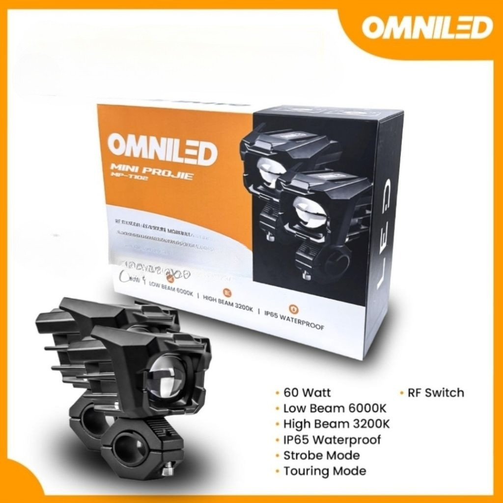 OMNILED Mini Projie MP-T102 60W Low Beam 6000K High Beam 3200K IP65 Waterproof dengan RF Switch & St